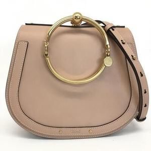 Chloe Nile Medium Bracelet Bag Leather Suede Pink Beige